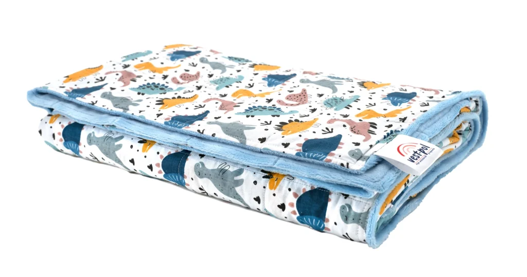 A-TYPISCH Kids Gewichtsdecke Dinosaurier – Sensorischer Komfort mit Minky-Touch 100 x 135
